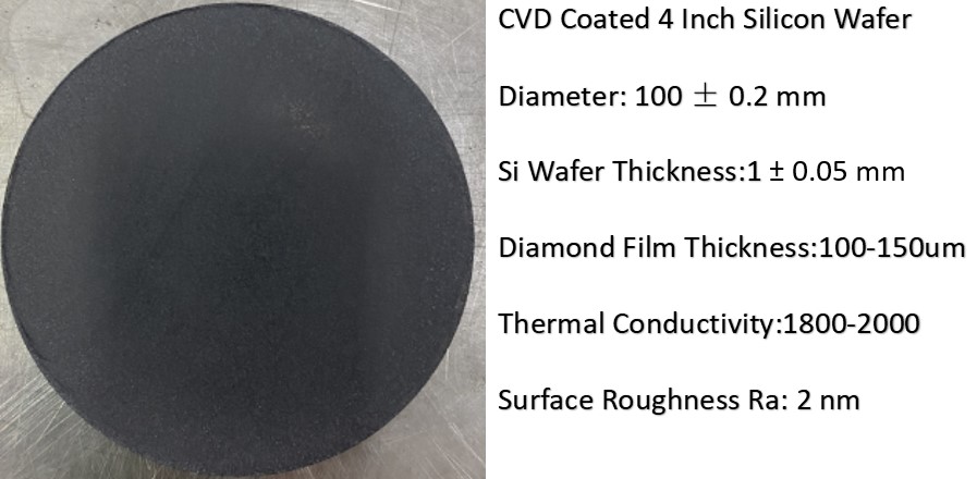 CVD Diamond Coated on 4 inch  Silicon Wafer