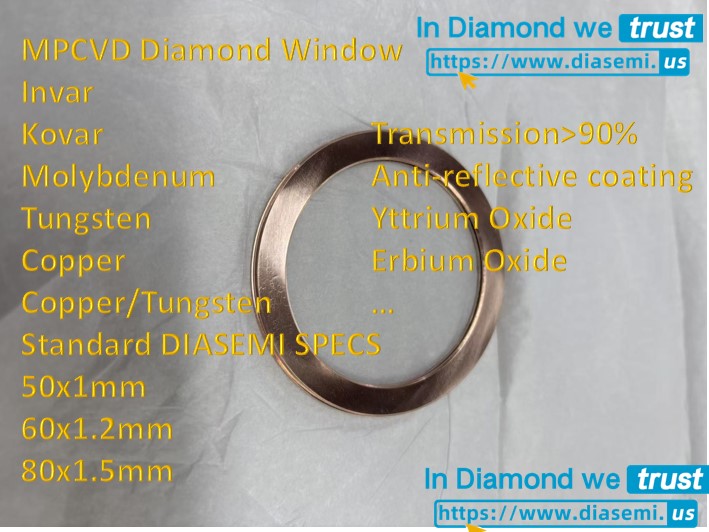 Diamond-Copper Composite Flange with Diamond Window
