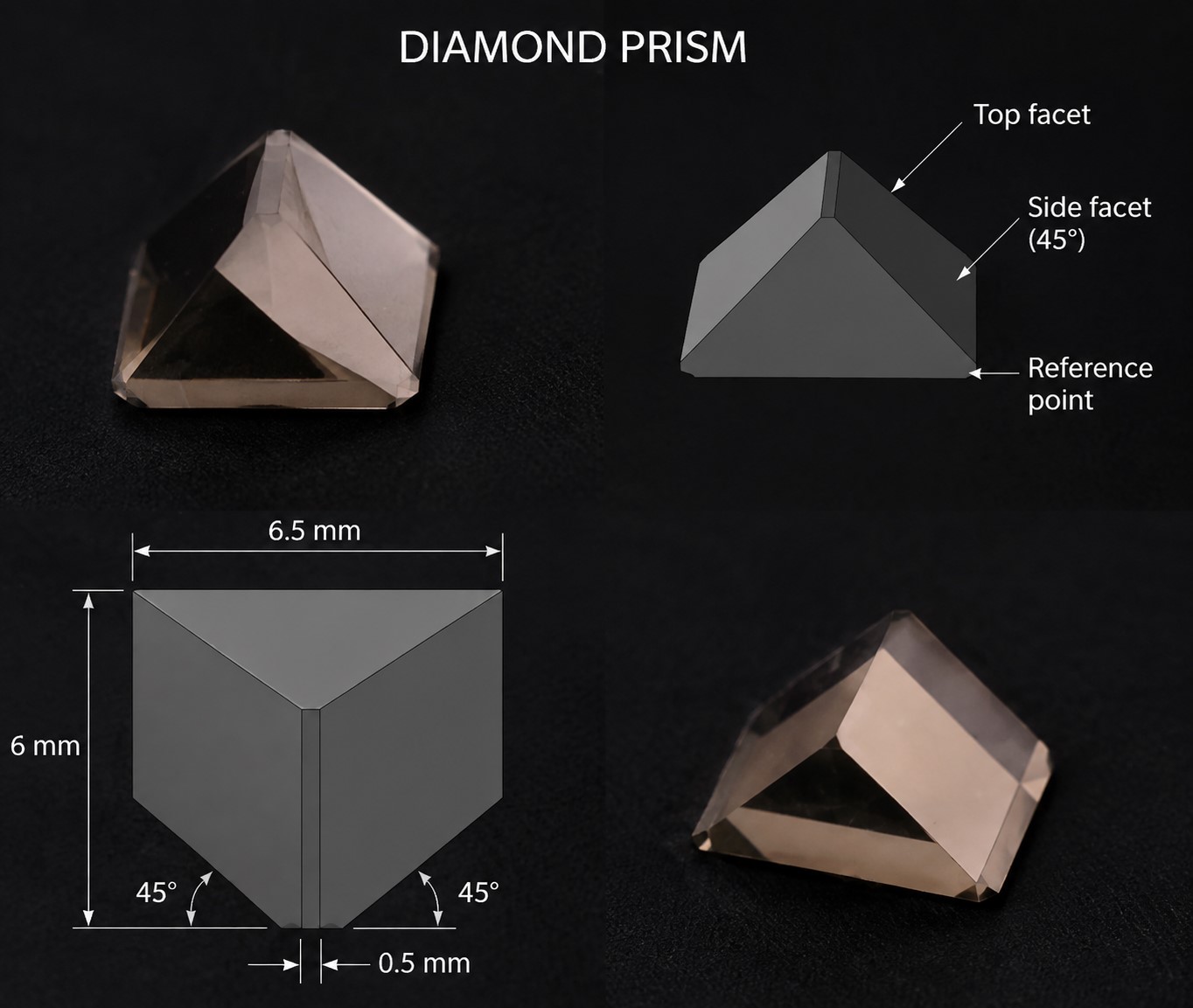 Single-Crystalline Diamond Prism